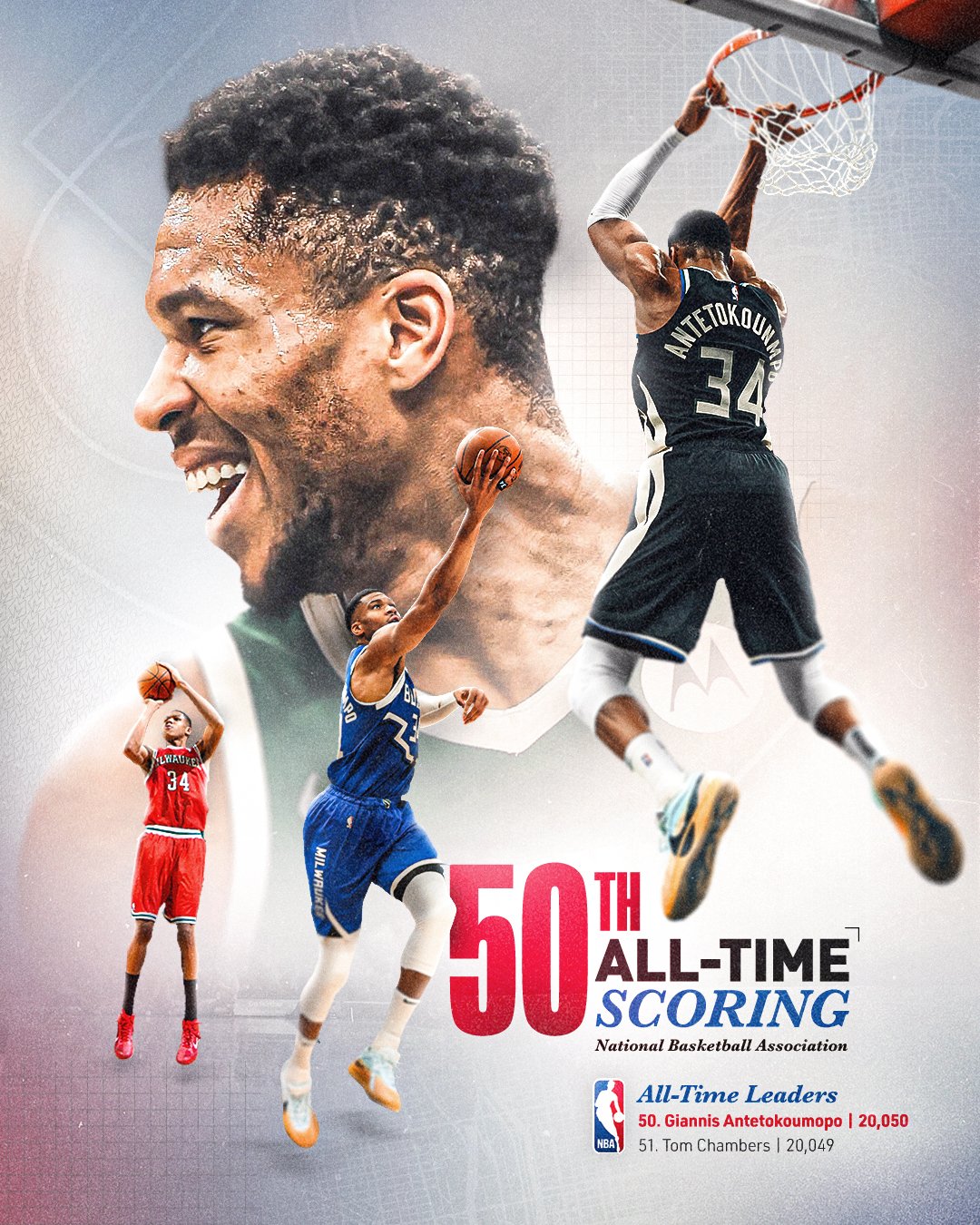 好快啊！字母哥总得分已经来到NBA历史第50位！